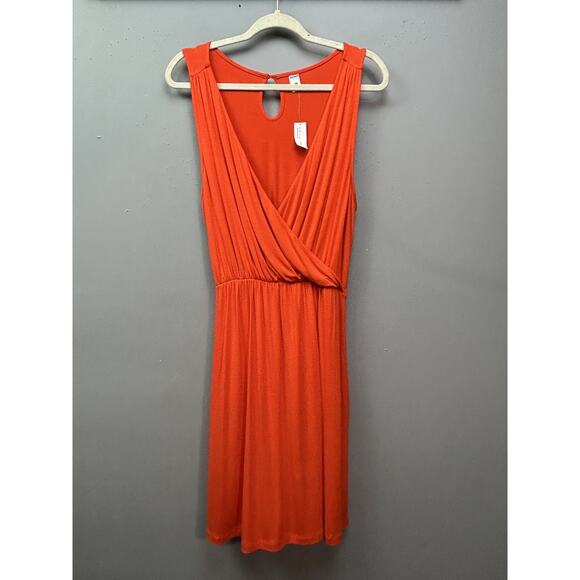 Old Navy Dress Womens Large Red Sleeveless Faux Wrap‎ Keyhole Back Summer Midi - Picture 1 of 7